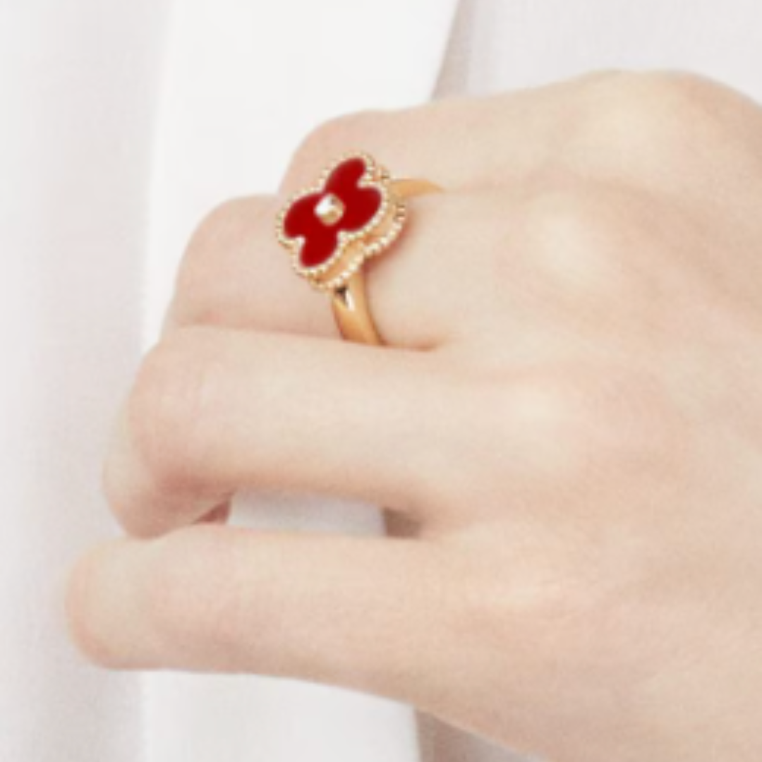Amber Ring - Red / Gold