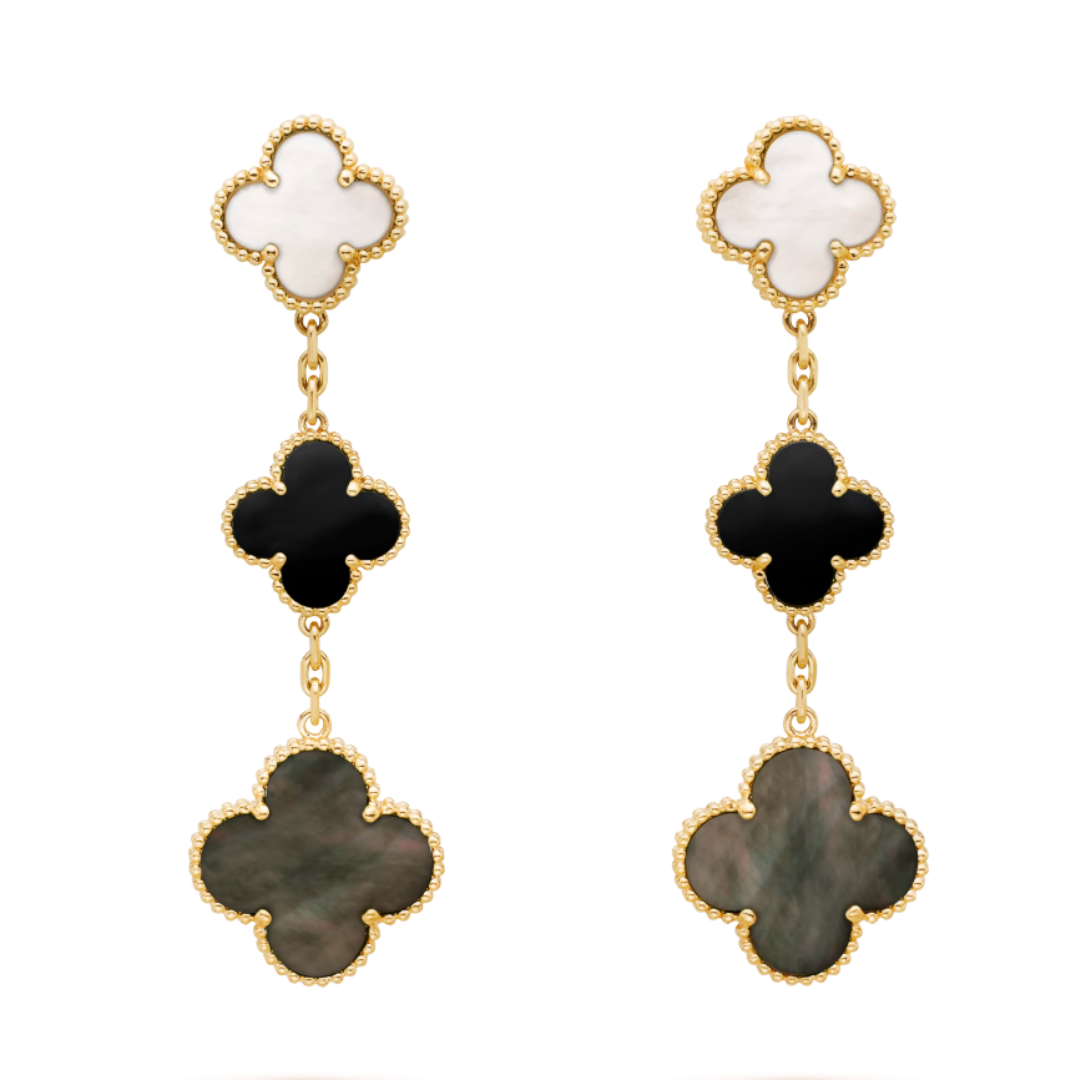 Coki Dreier Earrings - White, Black, Gray / Gold