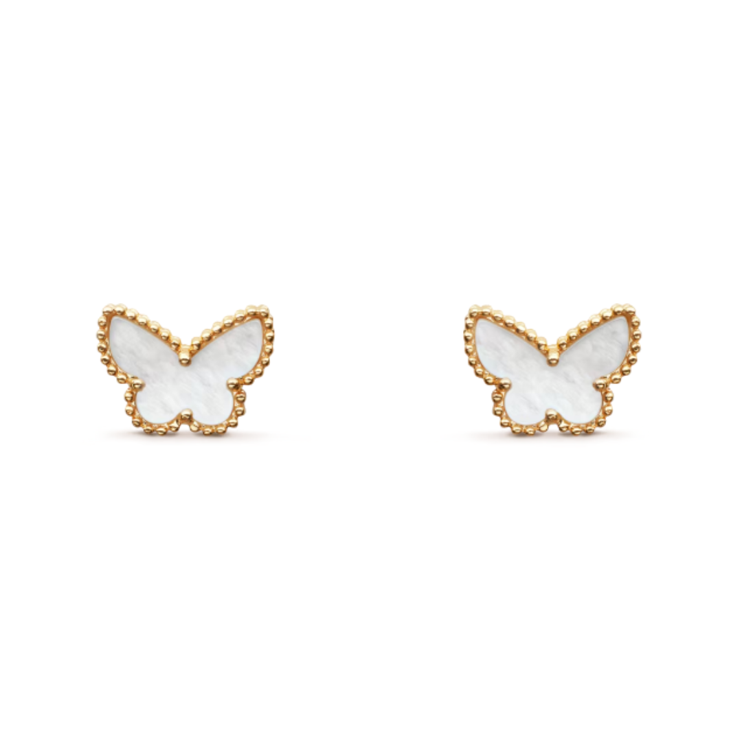 Amber Butterfly Earrings - White / Gold