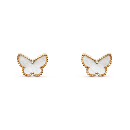 Amber Butterfly Earrings - White / Gold