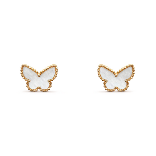 Amber Butterfly Earrings - White / Gold