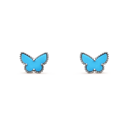 Amber Butterfly Earrings - Blue / Silver