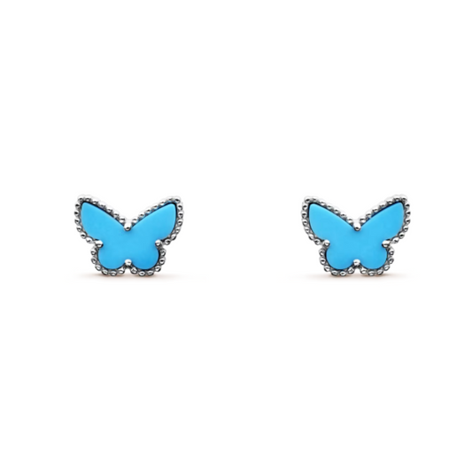 Amber Butterfly Earrings - Blue / Silver