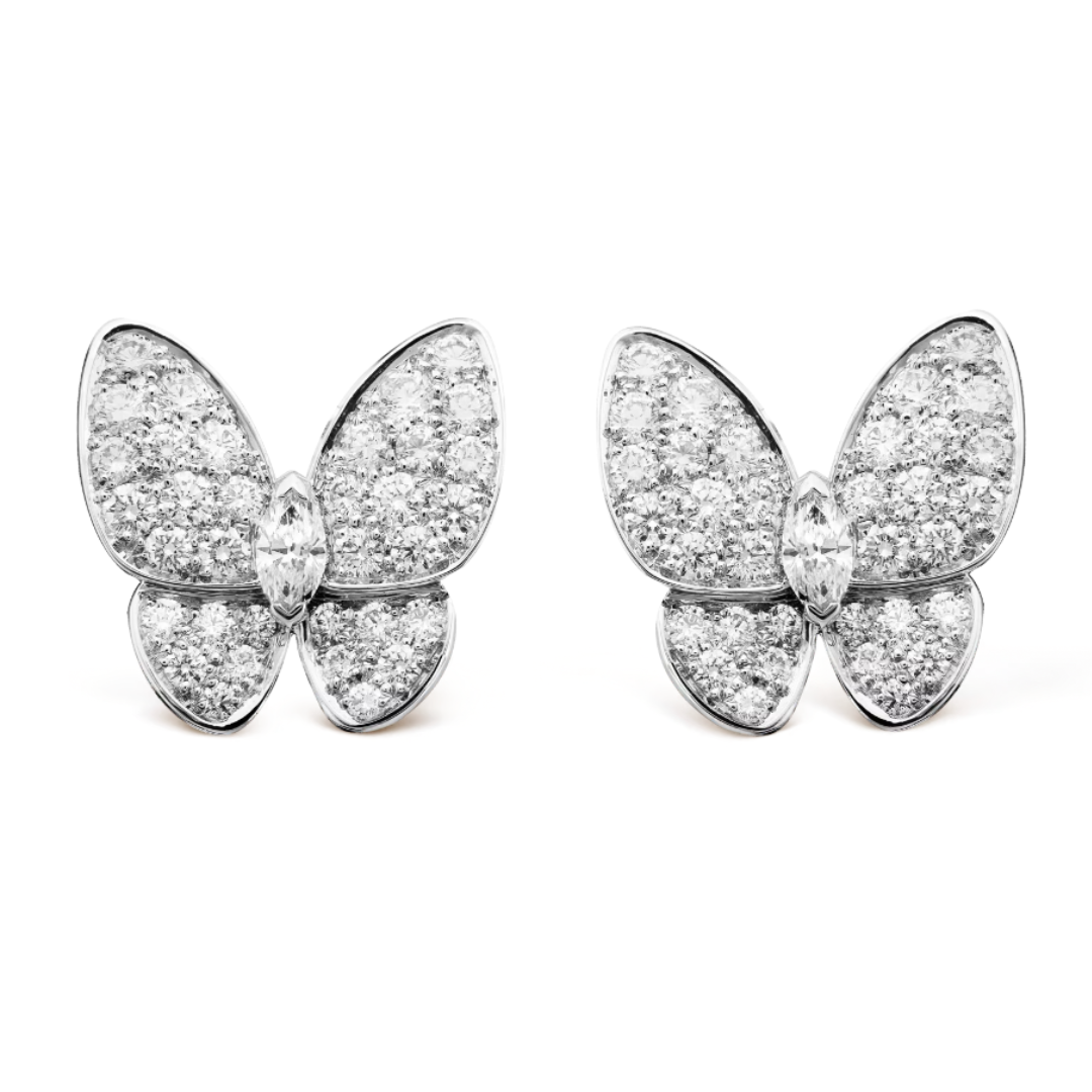 Amber Butterfly Earrings - Diamond / Silver