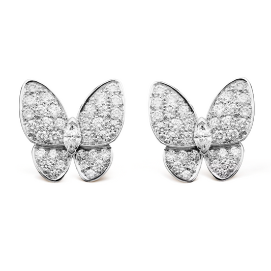 Amber Butterfly Earrings - Diamond / Silver