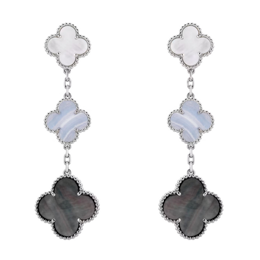 Coki Dreier Earrings - White, Light Blue, Gray / Silver