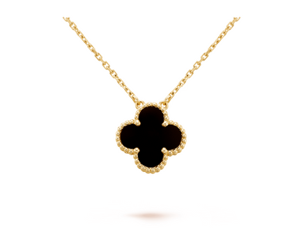 LAVISH FOUR-LEAF CLOVER NECKLACE - BLACK